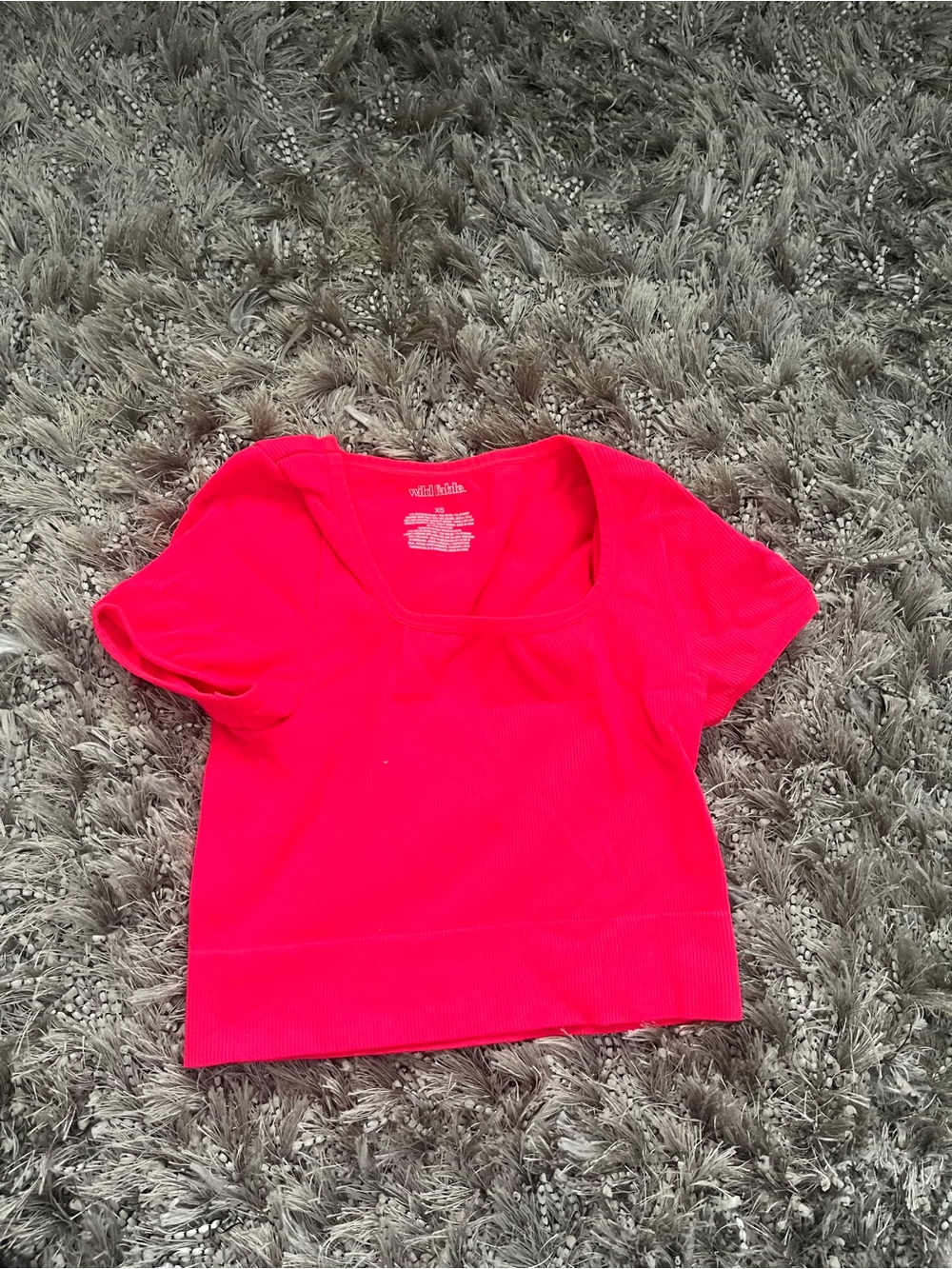 Red Ribbed Scoop Neck Crop Top